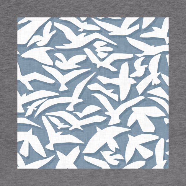 Abstract Seagulls on Vintage Blue by matise